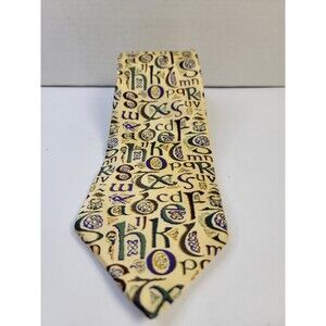 Celtic Alphabet Silk Necktie Book of Kells Inspired Traditional Craft 58"...